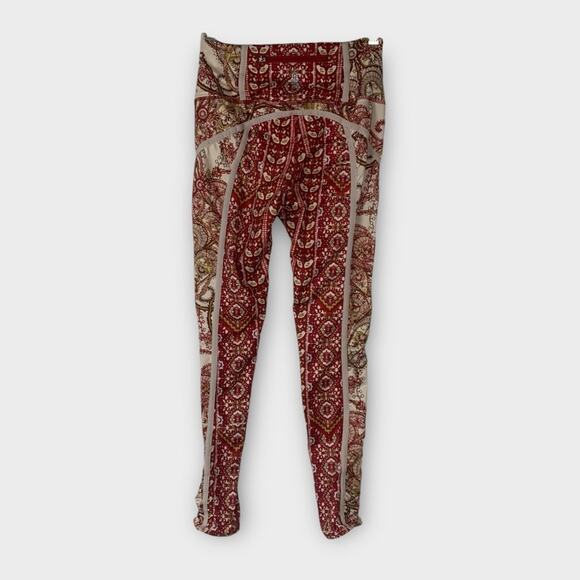 Free People Movement womens XS paisley leggings red white ruched you FP gym - Picture 3 of 8